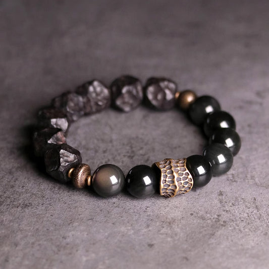 Black Sandalwood Obsidian Bracelet – Spiritual Defense & Inner Strength