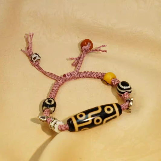 Nine-Eye Dzi Bead Spiritual Bracelet