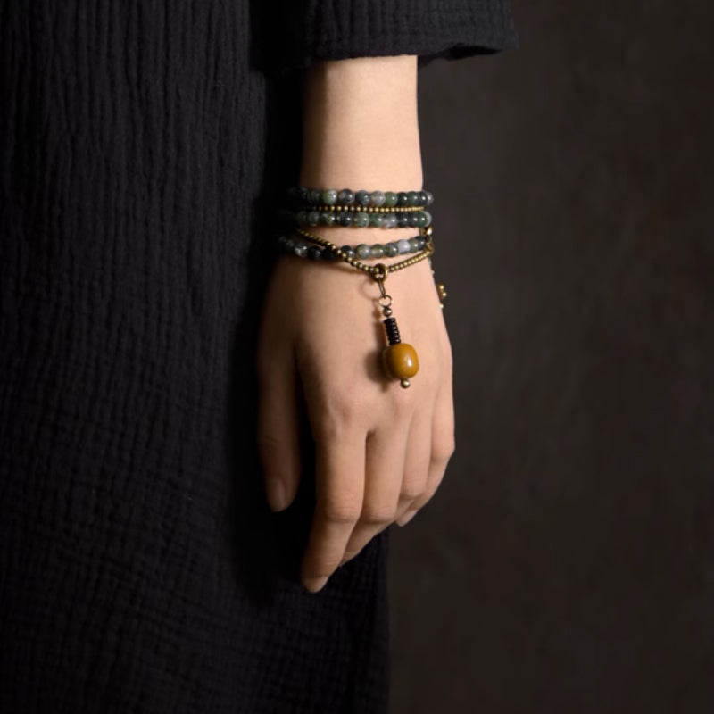 "Forest Radiance" Moss Agate & Citrine Bracelet with Copper Accents