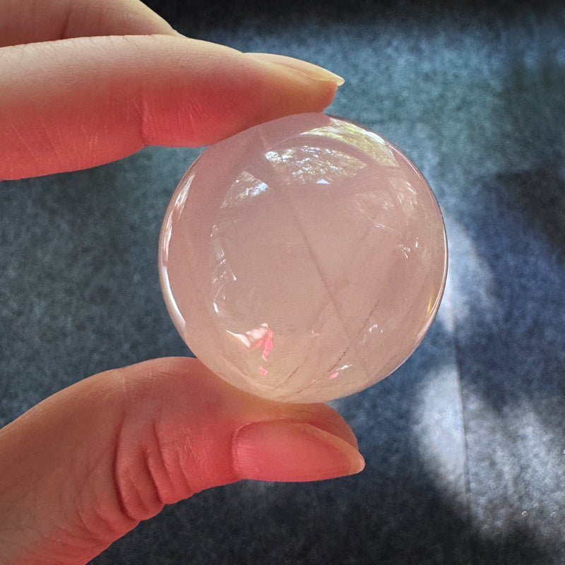 Himalayan Love & Light Crystal Set - 6 Clear Quartz + Rose Quartz Sphere (3.3-3.8cm)