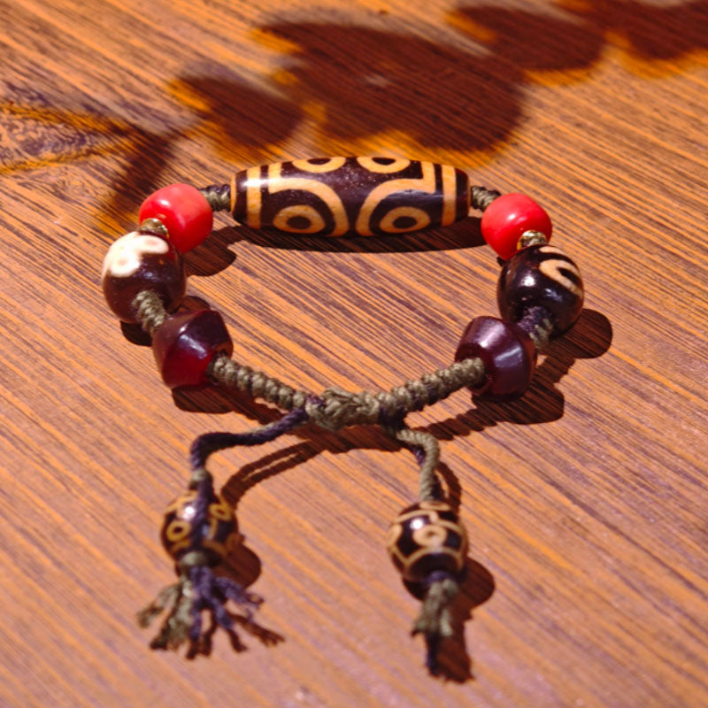 Auspicious Seven-Eye Dzi Bead Bracelet