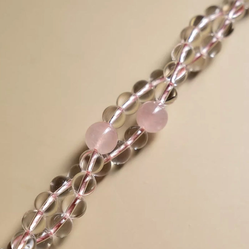 108-Clear Quartz and Rose Quartz Buddhist Mala