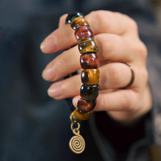 "Solaris Guardian" Tiger's Eye & Ebony Wood Bracele