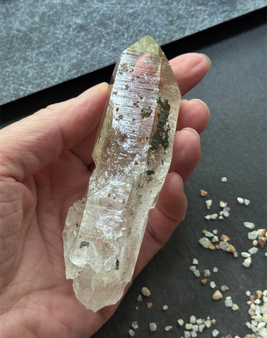 Himalayan Phantom Quartz Palm Stone - Powerful Meditation & Energy Crystal