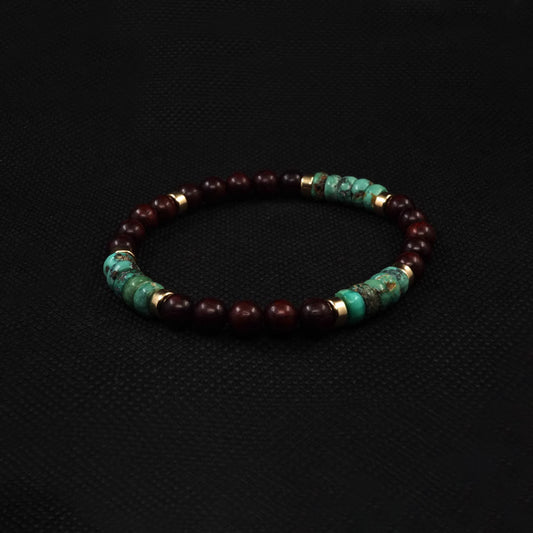 Natural Turquoise & Sandalwood Bead Bracelet