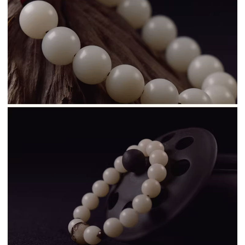 White Jade Bodhi Seed Bracelet