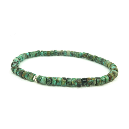 Natural Turquoise Silver Bead Bracelet