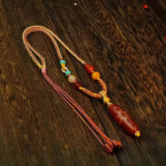 Lightning Five-Eye Dzi Bead Pendant