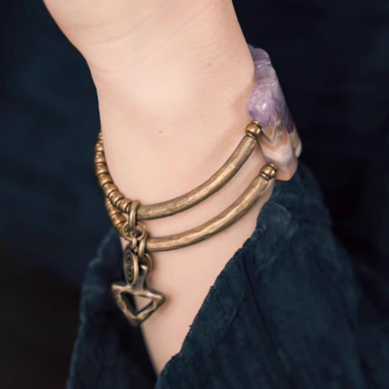 "Ethereal Gradient" Agate & Amethyst Union Bracelet
