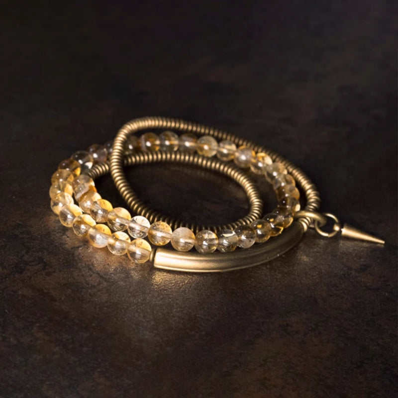 Dual-Layer Golden Abundance Bracelet – Solar Plexus Boost & Lucky Aura