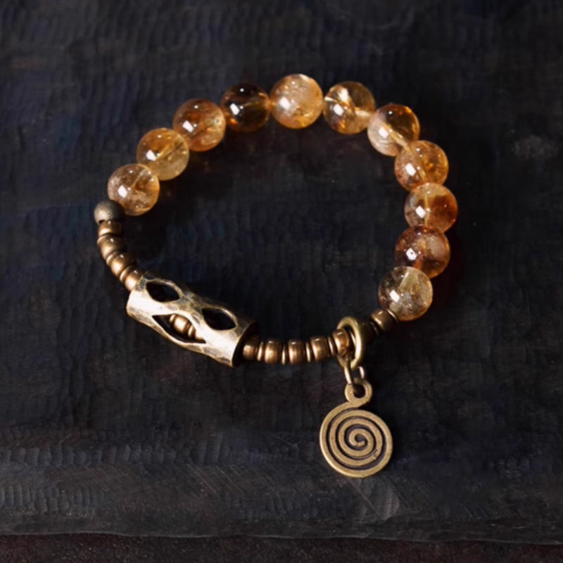 Golden Citrine Brass Bracelet – Solar Plexus Charger & Money Manifestor
