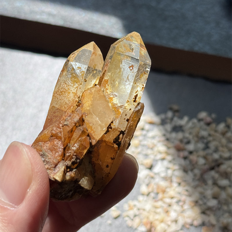 Golden Himalayan Quartz Pocket Stone - Energy Booster & Mindfulness Crystal