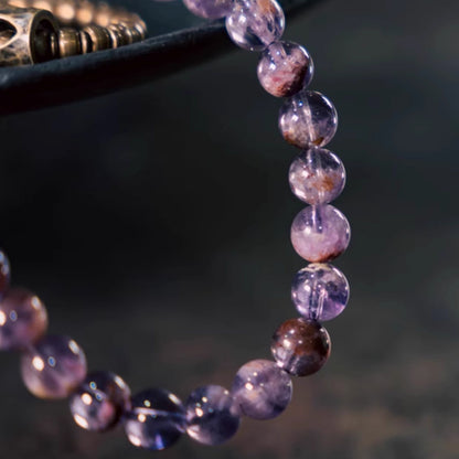 "Celestial Shield" Amethyst & Copper Double Wrap Bracelet