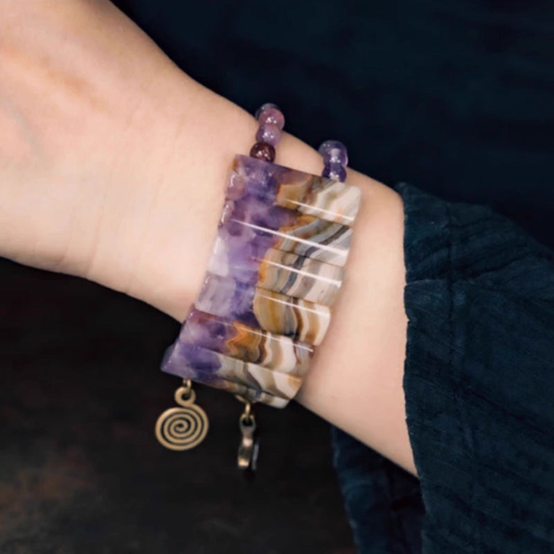 Amethyst + Purple Phantom Quartz Bracelet - Timeless Mysticism for the Modern Soul