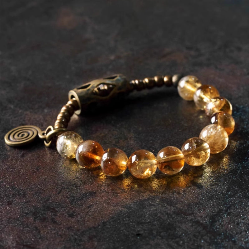 Golden Citrine Brass Bracelet – Solar Plexus Charger & Money Manifestor