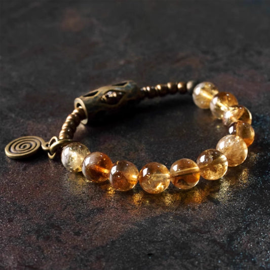 Golden Citrine Brass Bracelet – Solar Plexus Charger & Money Manifestor
