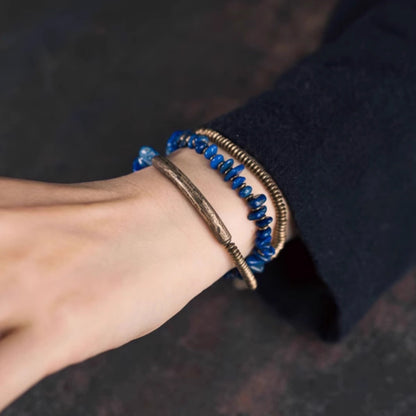 "Midnight Constellation" Lapis Lazuli & Raw Copper Multi-Strand Bracelet