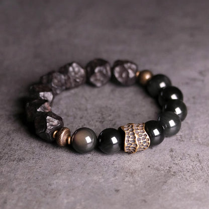 Black Sandalwood Obsidian Bracelet – Spiritual Defense & Inner Strength