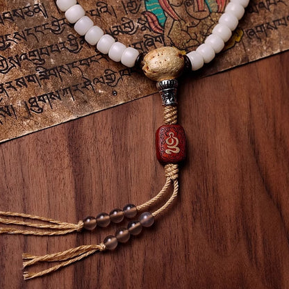 108 White Jade Bodhi Seed Root Buddhist Mala