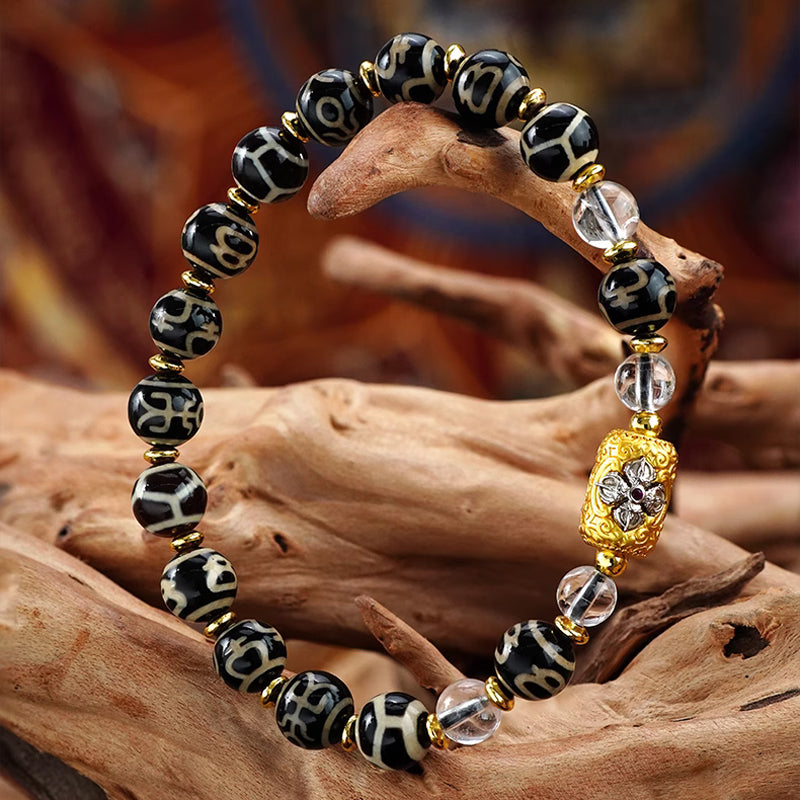 Sacred Dzi Totem Bracelet - Tibetan Agate Mala