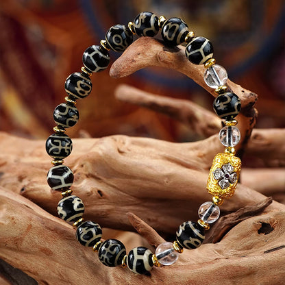 Sacred Dzi Totem Bracelet - Tibetan Agate Mala
