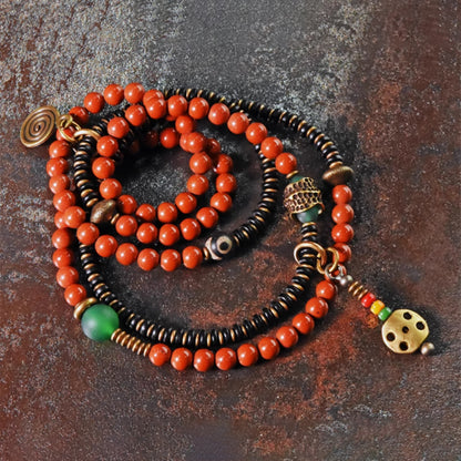 "Ember & Wood" Red Jasper & Sandalwood Multi-Layer Bracelet