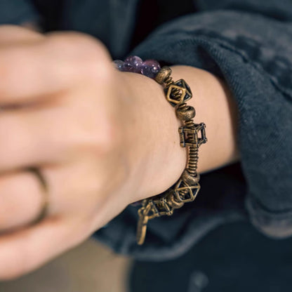 "Phantom Whisper" Purple Phantom Quartz & Raw Copper Bracelet