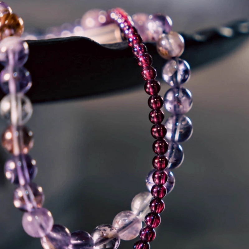 "Royal Harmony" Amethyst & Garnet Multi-Layer Bracelet