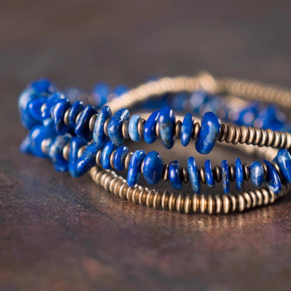 "Midnight Constellation" Lapis Lazuli & Raw Copper Multi-Strand Bracelet