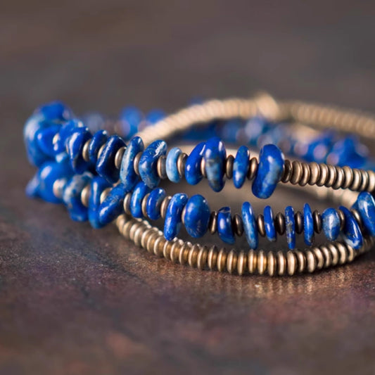 "Midnight Constellation" Lapis Lazuli & Raw Copper Multi-Strand Bracelet