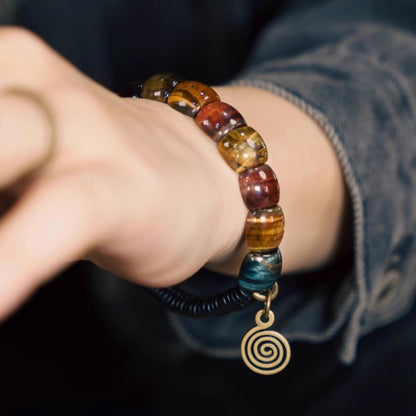 "Solaris Guardian" Tiger's Eye & Ebony Wood Bracele