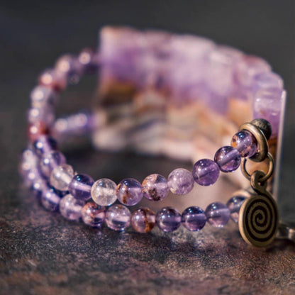 Amethyst + Purple Phantom Quartz Bracelet - Timeless Mysticism for the Modern Soul