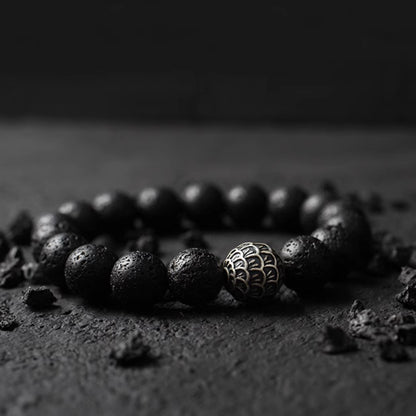 Obsidian and Lava Stone Lucky Bracelet