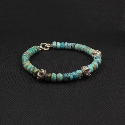 Raw Turquoise & Silver Bead Bracelet