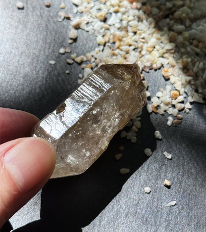 Sparkling Phantom Quartz – Glittering Mineral Specimen & Palm Stone