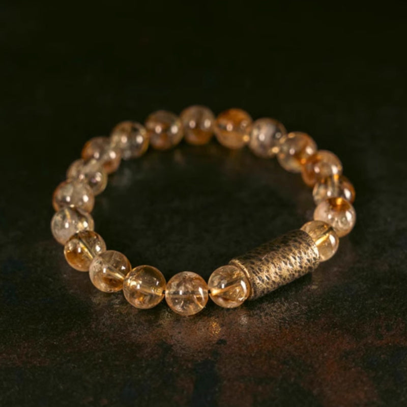 Single-strand yellow crystal quartz bracelet