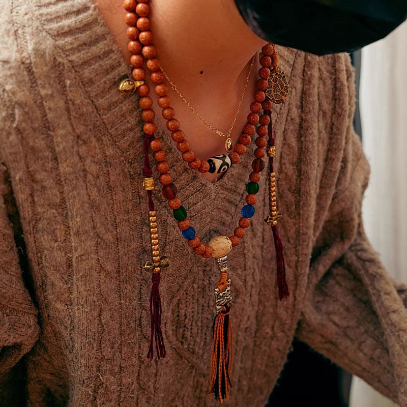 108-Piece Sacred Bodhi Seed Mala Necklace
