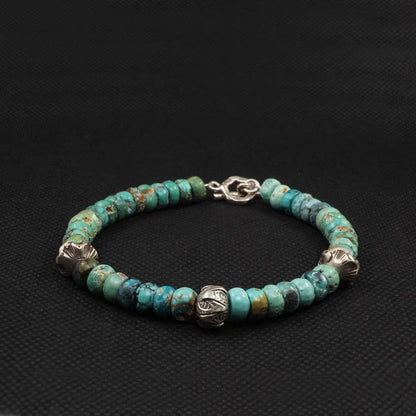 Raw Turquoise & Silver Bead Bracelet