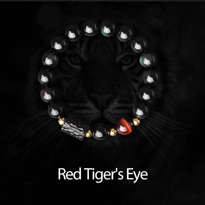 Obsidian, Red Tiger's Eye, and Yellow Tiger's Eye Bracelet