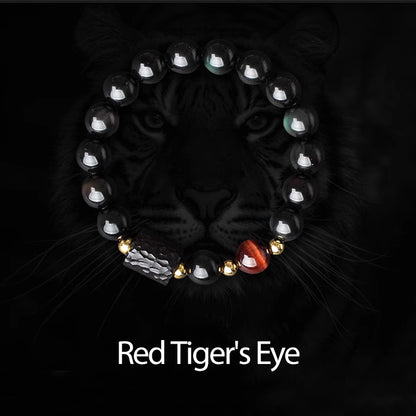 Obsidian, Red Tiger's Eye, and Yellow Tiger's Eye Bracelet