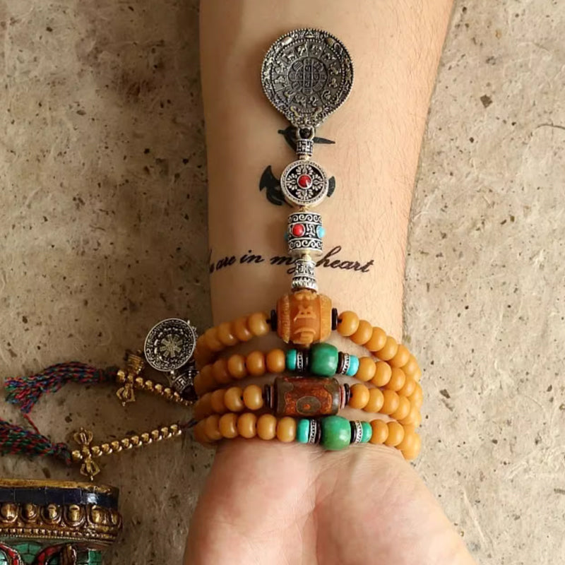 108 Weathered Bodhi Seed Root Bracelet