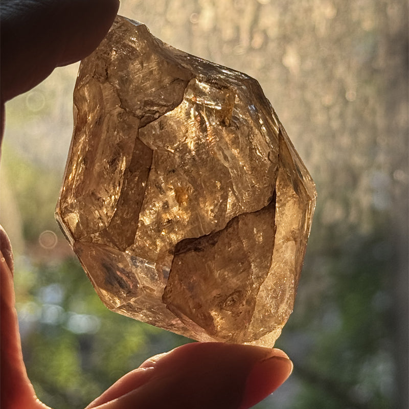 Sparkling Phantom Quartz – Glittering Mineral Specimen & Palm Stone
