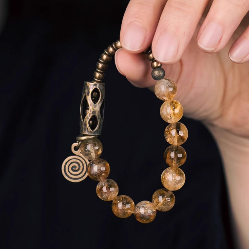 Golden Citrine Brass Bracelet – Solar Plexus Charger & Money Manifestor