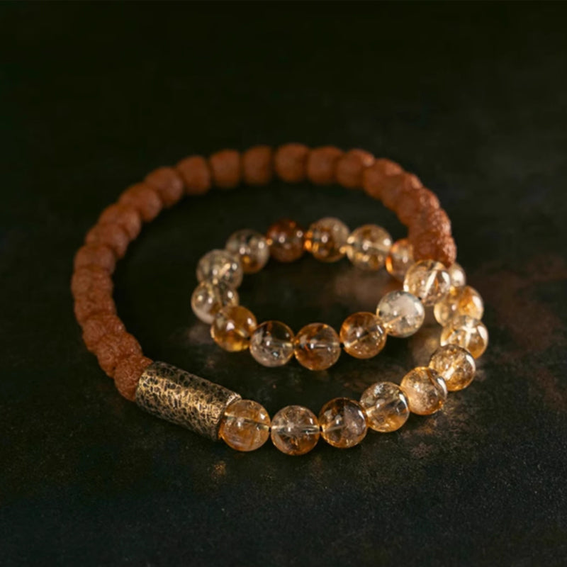 Citrine Rudraksha Mala Bracelet – Attract Prosperity & Positive Energy