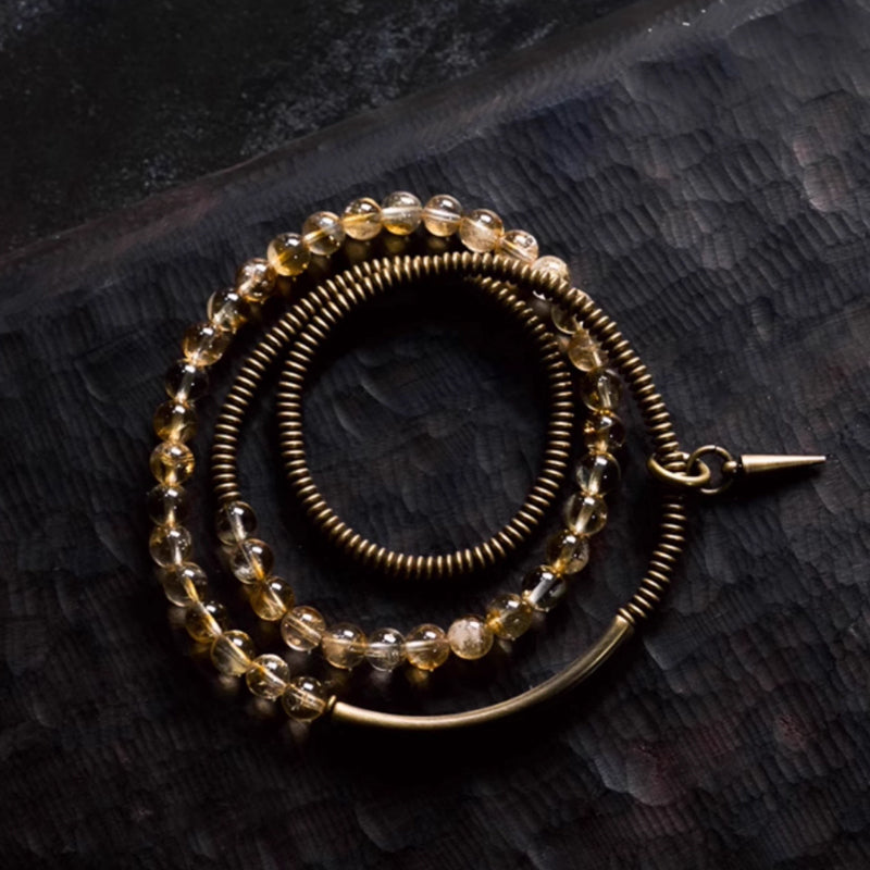 Dual-Layer Golden Abundance Bracelet – Solar Plexus Boost & Lucky Aura