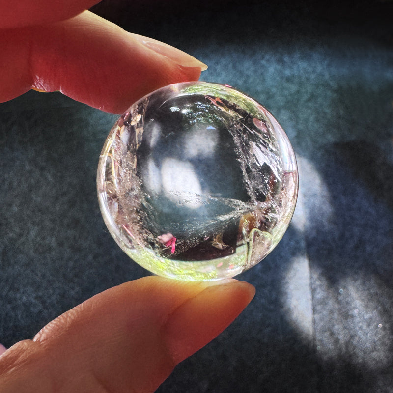 Himalayan Love & Light Crystal Set - 6 Clear Quartz + Rose Quartz Sphere (3.3-3.8cm)