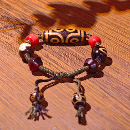 Auspicious Seven-Eye Dzi Bead Bracelet