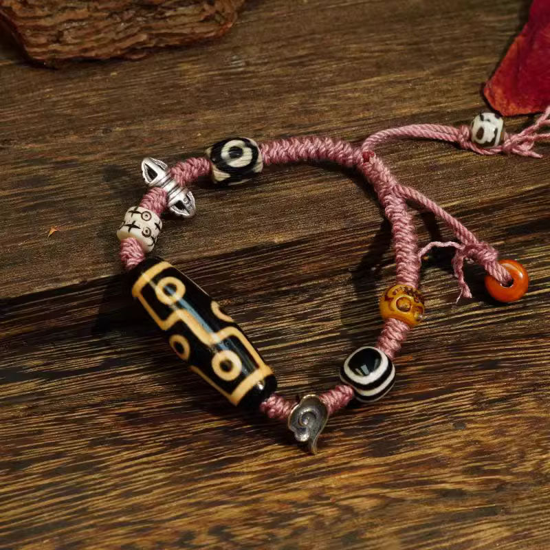 Nine-Eye Dzi Bead Spiritual Bracelet