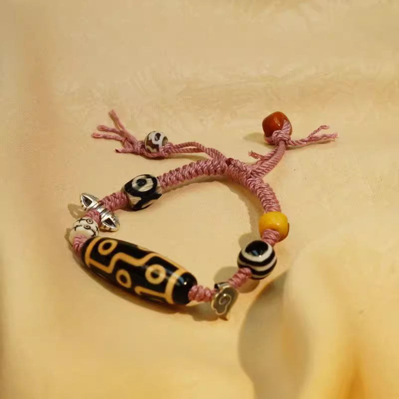 Nine-Eye Dzi Bead Spiritual Bracelet