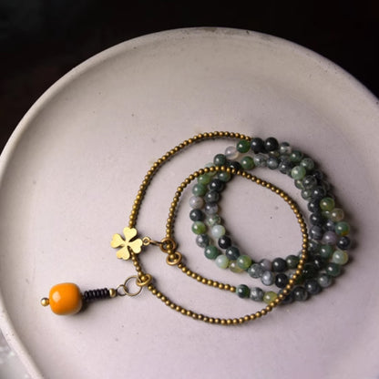 "Forest Radiance" Moss Agate & Citrine Bracelet with Copper Accents